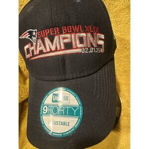 Superbowl XLIX 2015 New England Patriots Champions Cap Hat Blue Adjustable NWT